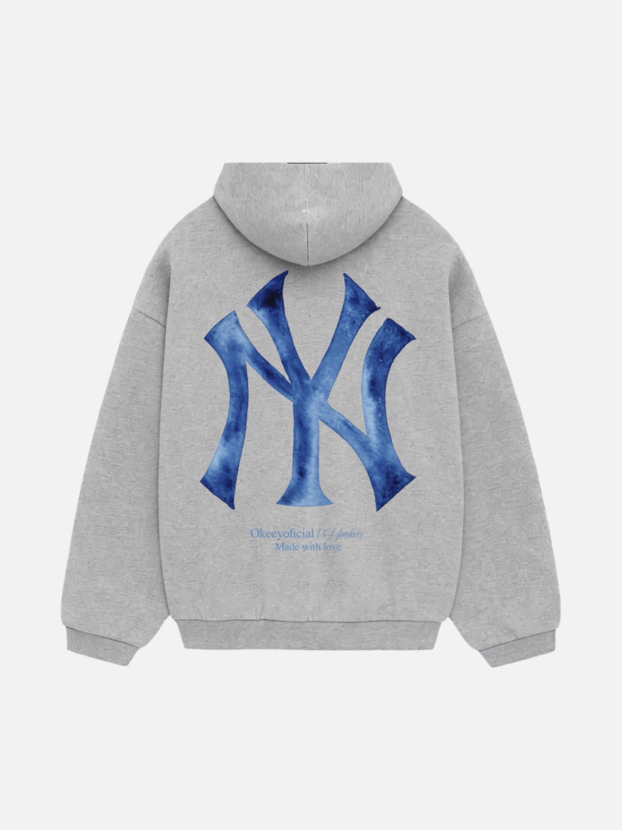 YANKEES WATERCOLOR ( GREY HOODIE )