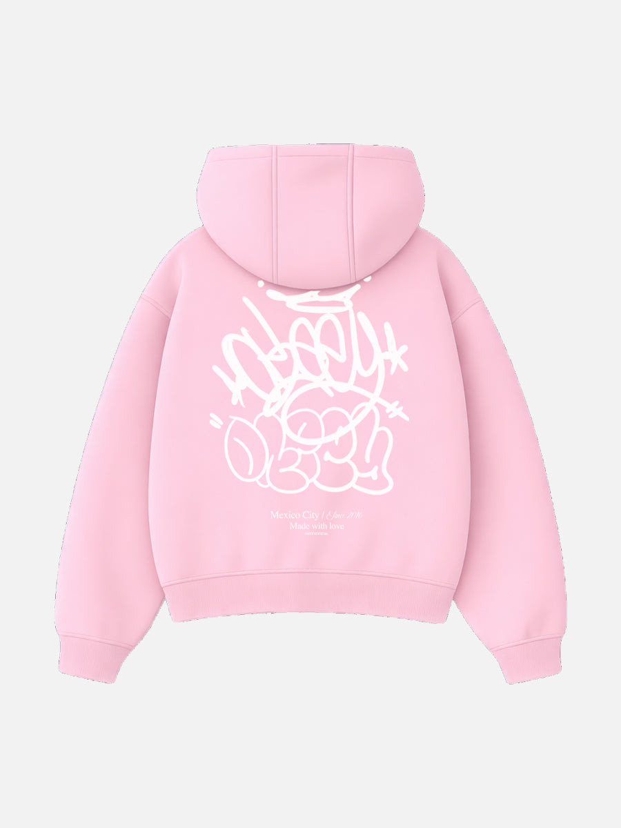 OKEEY TAG ( BABY PINK HOODIE )