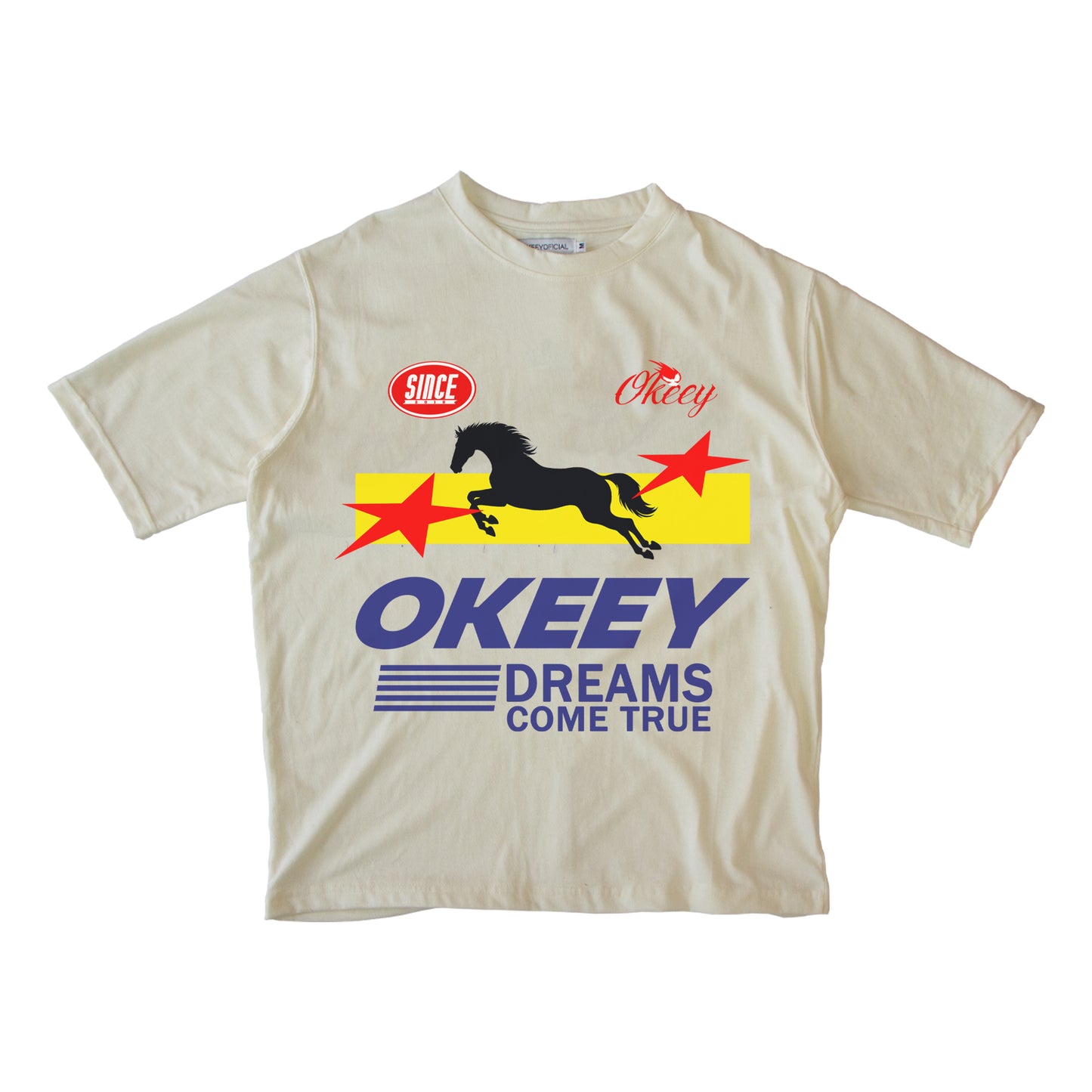 OKEEY RACING CREAM T SHIRT