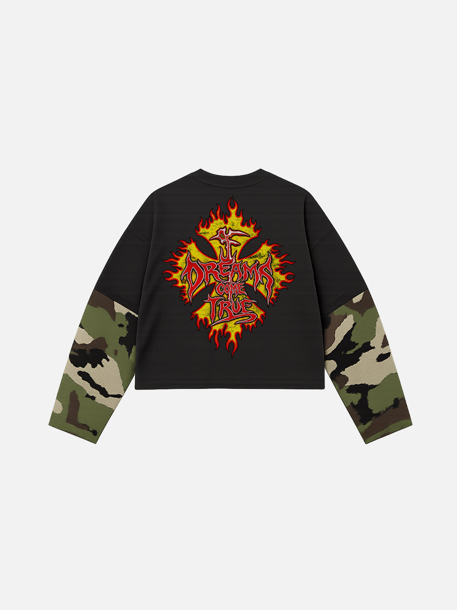 T SHIRT OVER T SHIRT FIRE ( BLACK )