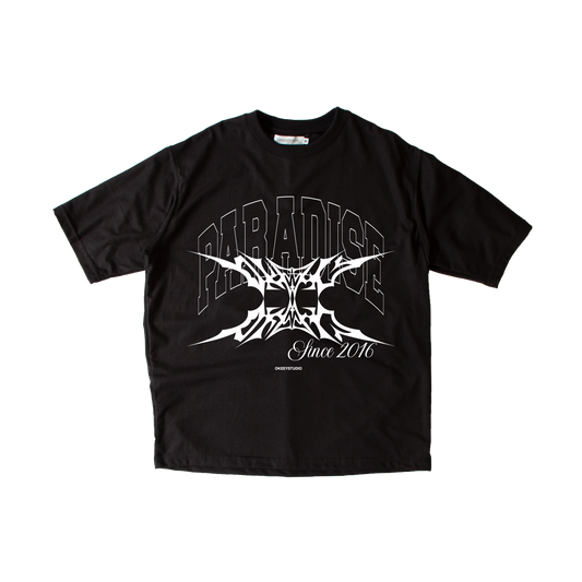 PARADISE BLACK T SHIRT ( BOXY FIT )