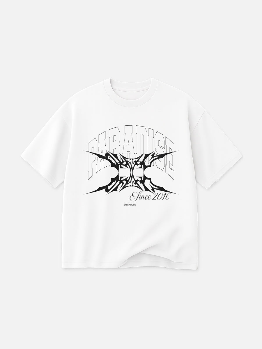 PARADISE WHITE T SHIRT ( BOXY FIT )